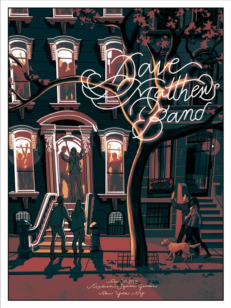 Dave Matthews Band New York City 2018 by Rich Kelly, 18" x 24" Screen Print