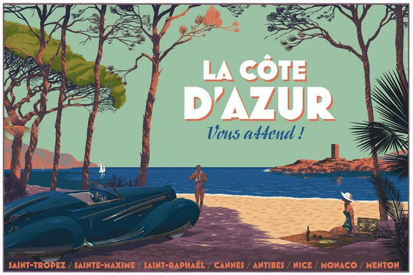The Delahaye (La Cote D'Azur) by Laurent Durieux, 36" x 24" Screen Print
