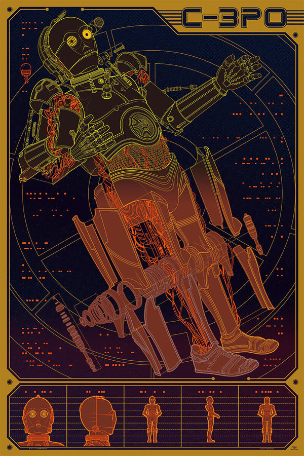 Star Wars (C-3PO) by Kevin Tong, 24" x 36" Screen Print