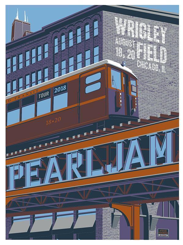 Pearl Jam Chicago 2018 by Steve Thomas, 18" x 24" Screen Print