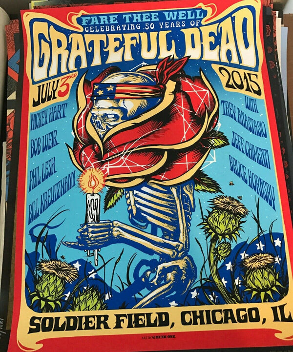Grateful Dead Chicago 2015 by Munk One, 18" x 24" Screen Print