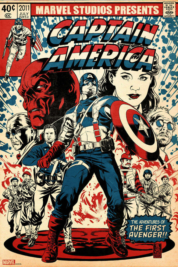 Captain America The First Avenger Variant by Mark Brooks, 24" x 36" Screen Print