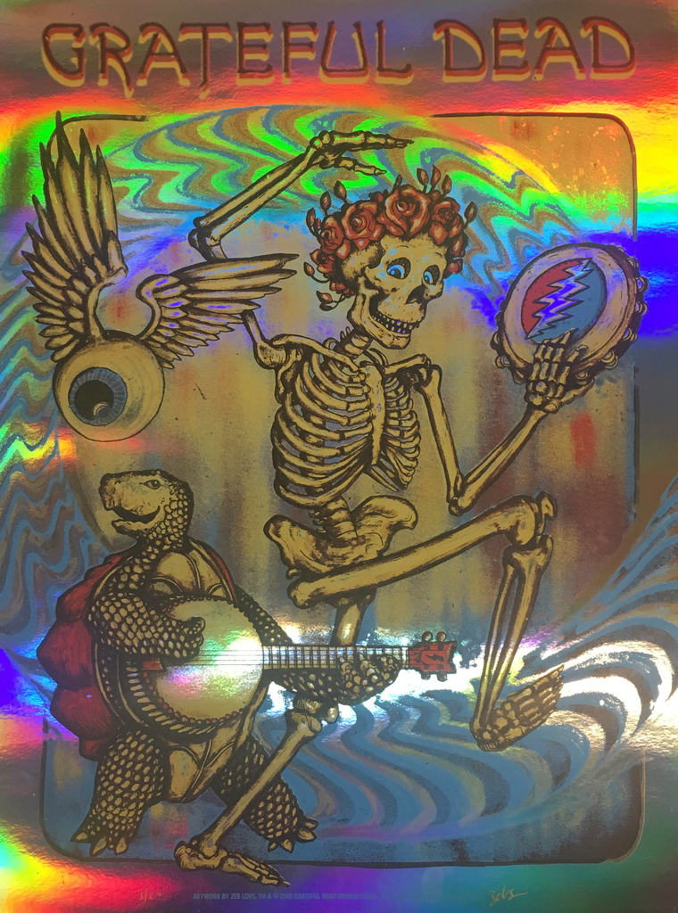 Grateful Dead "Here Comes Sunshine" (foil) by Zeb Love, 18" x 24" Screen Print