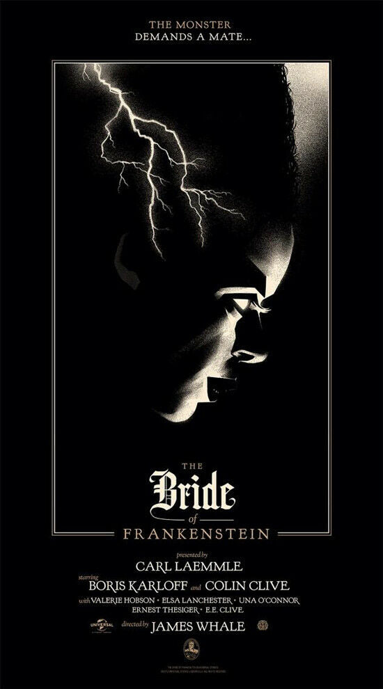 The Bride of Frankenstein by Olly Moss, 20" x 36" Screen Print