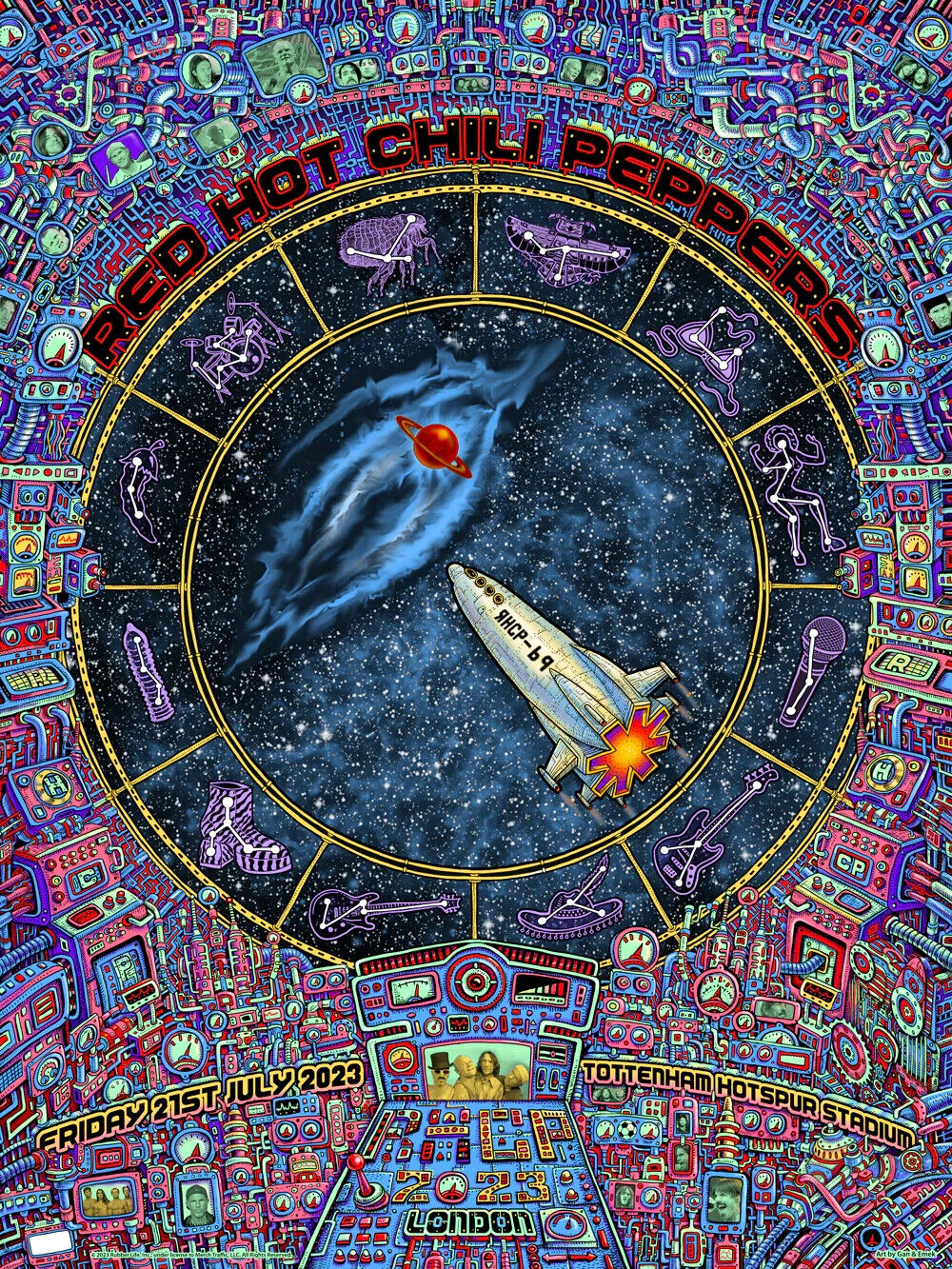 Red Hot Chili Peppers London 2023 by Emek, 18" x 24" Screen Print