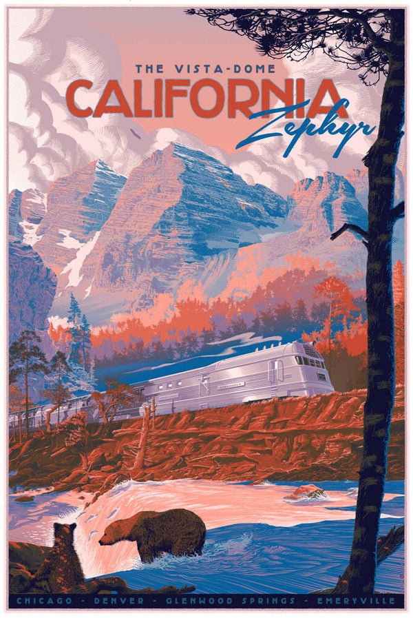 California Zephyr by Laurent Durieux, 24" x 36" Screen Print