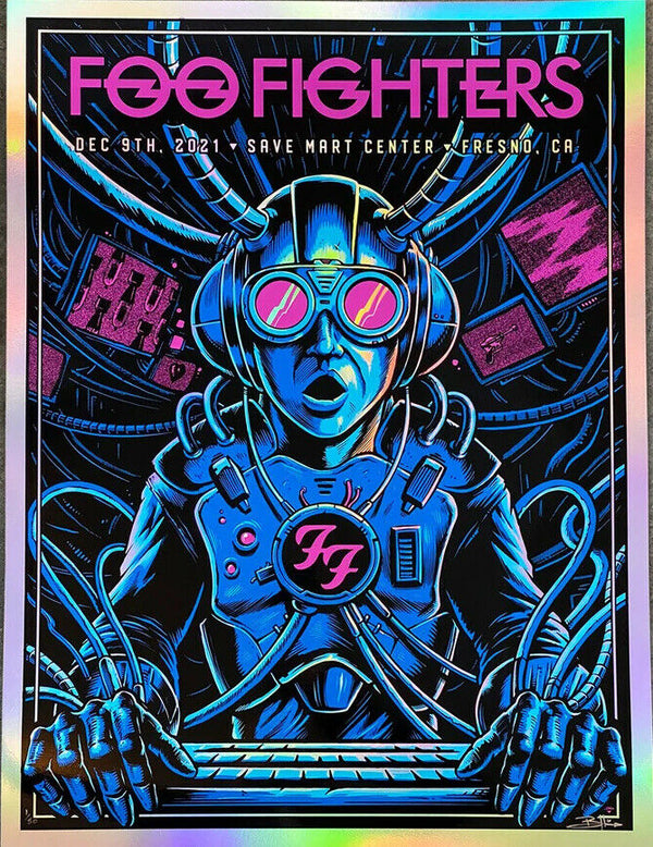Foo Fighters Fresno 2021 Rainbow Foil by Brandon Heart, 18" x 24" Screen Print