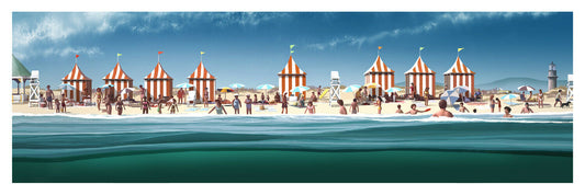 Jaws (The Beach) by JC Richard, 36" x 12" Screen Print