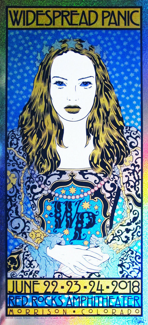 Widespread Panic Morrison 2018 Sparkle Holo Foil by Chuck Sperry, 16" x 35" Screen Print