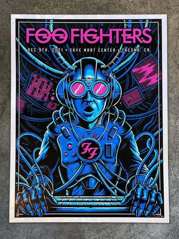Foo Fighters Fresno 2021 (White Swirl Foil) by Brandon Heart