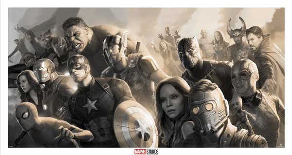 Avengers Infinity War (Variant) by Ryan Meinerding, Andy Park, Rodney Fuentebella, Jackson Sze, Anthony Francisco, 30" x 16" Fine Art Giclee