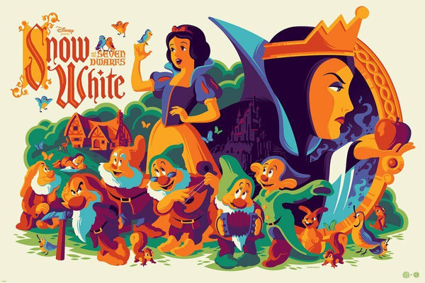 Snow White and the Seven Dwarfs by Tom Whalen, 36" x 24" Screen Print