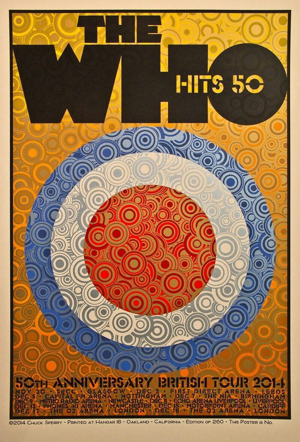 The Who Various (tour) 2014 by Chuck Sperry, 21" x 31" Screen Print