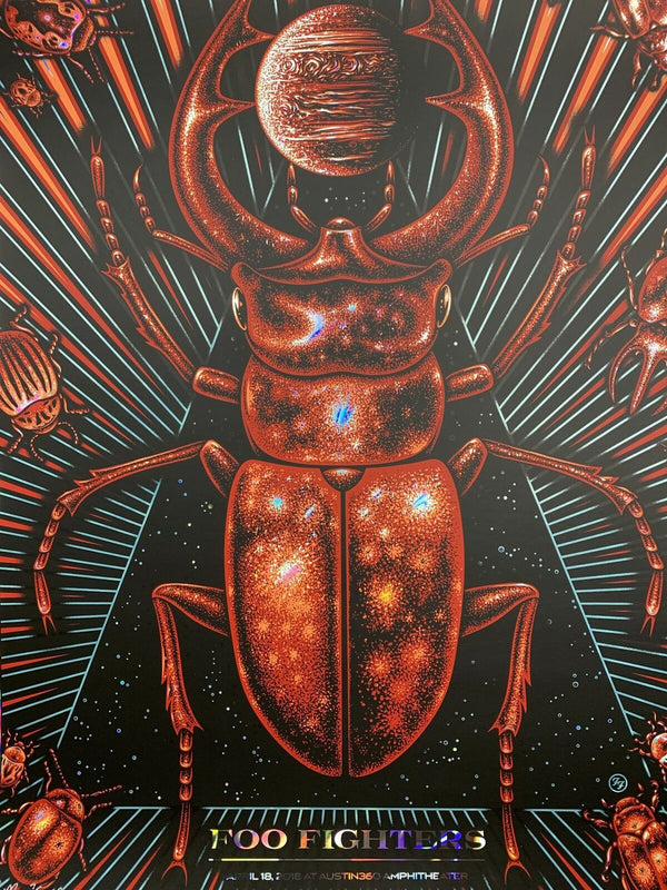 Foo Fighters Austin 2018 Foil by Todd Slater, 18" x 24" Screen Print