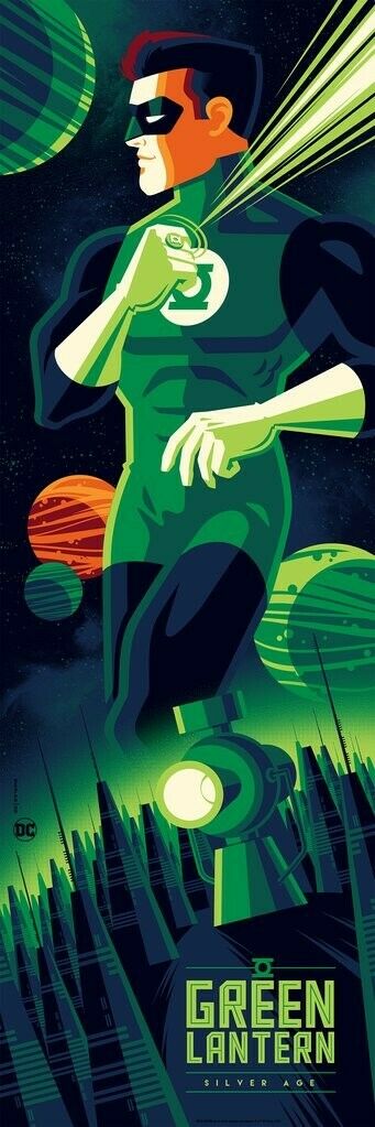 The Green Lantern by Tom Whalen, 12" x 36" Screen Print