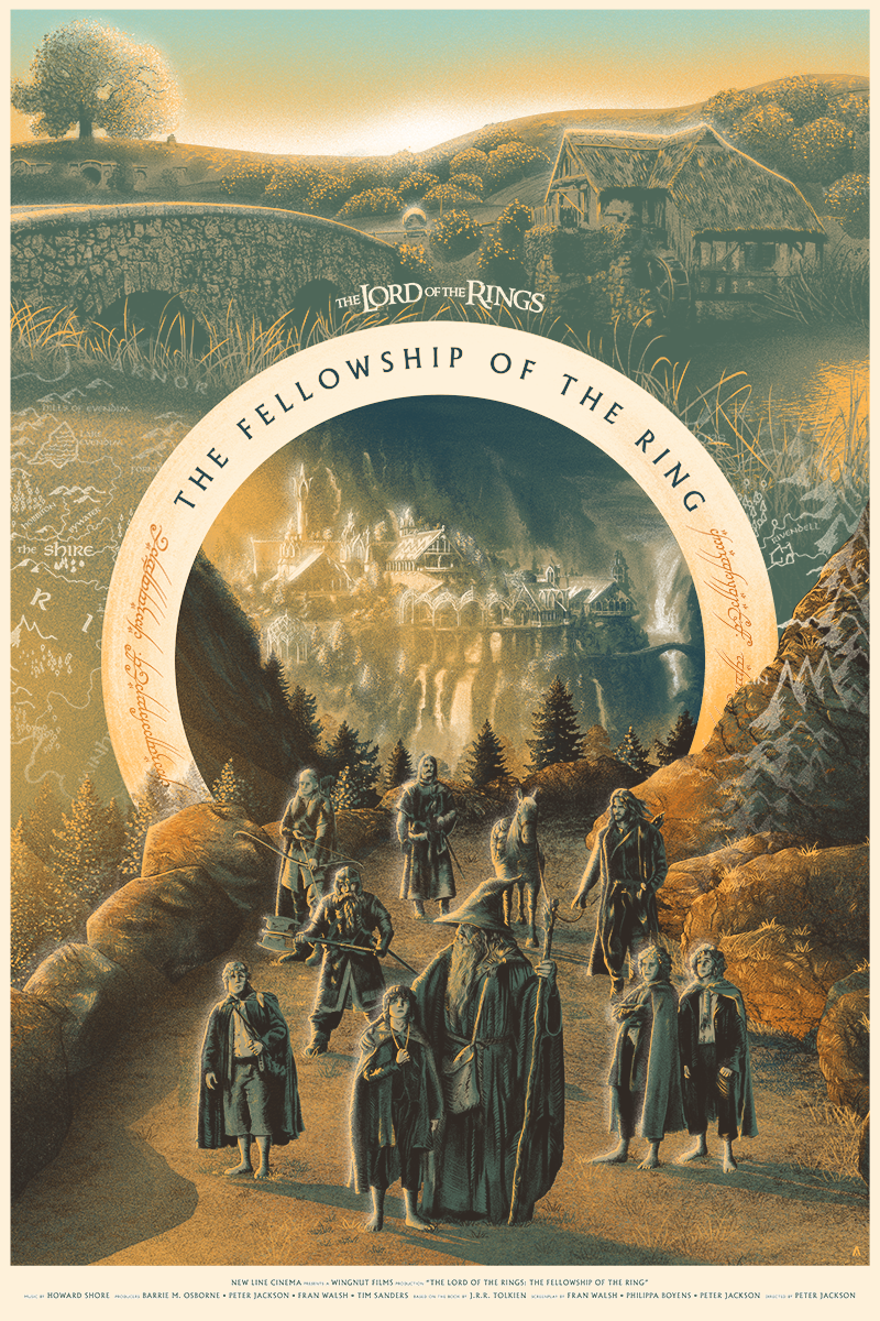 Lord of the Rings: The Fellowship of the Ring by Tom Miatke, 24" x 36" Screen Print