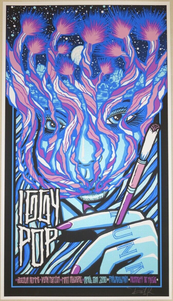Iggy Pop Philadelphia 2016 by Brad Klausen, 13.75" x 24" Screen Print