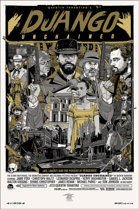 Django Unchained (Gold Variant) by Tyler Stout, 24" x 36" Screen Print