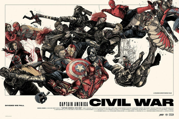 Captain America: Civil War by Oliver Barrett, 36" x 24" Screen Print