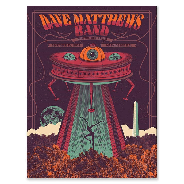 Dave Matthews Band  Washington 2018 by Justin Helton, 18" x 24" Screen Print