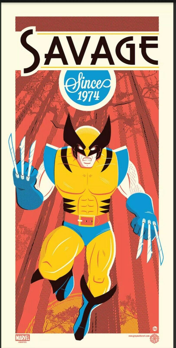 Wolverine (Savage) by Dave Perillo, 12" x 24" Screen Print