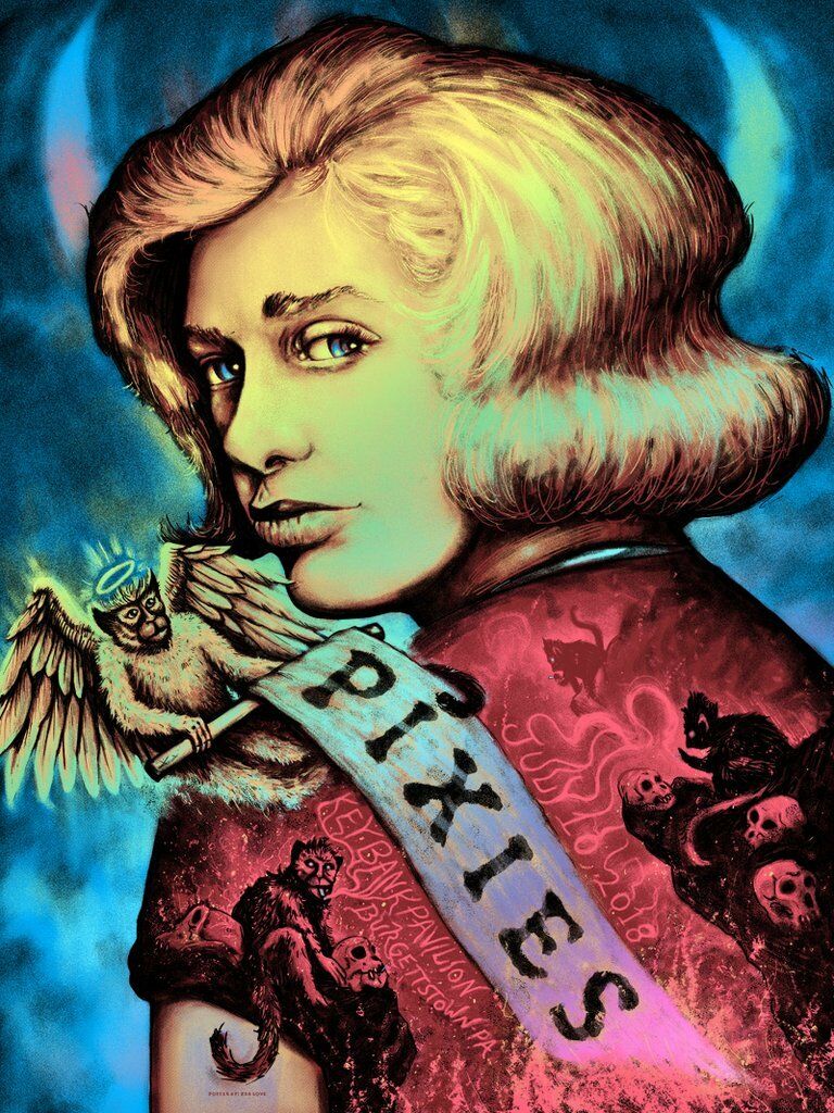 Pixies Burgettstown 2018 by Zeb Love, 18" x 24" Screen Print