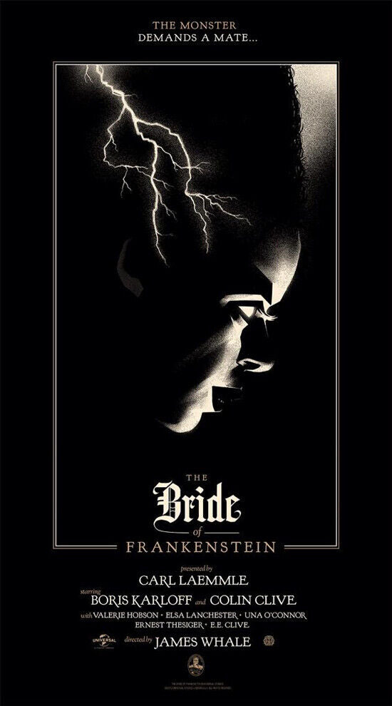 Bride of Frankenstein Signed AP by Olly Moss, 20" x 36" Screen Print