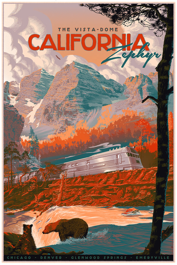 California Zephyr (Variant Signed) by Laurent Durieux, 24" x 36" Screen Print